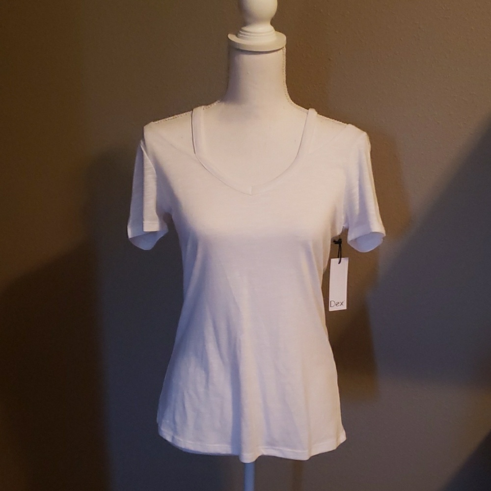 Cold shoulder white tee